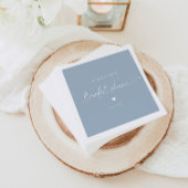 Stoffig blauw minimalistisch elegant kalligrafie b servet