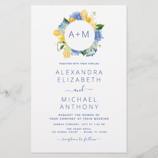 Stoffig Blauw Minimalistisch Modern Elegant Monogr (Voorkant)