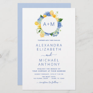 Stoffig Blauw Minimalistisch Modern Elegant Monogr