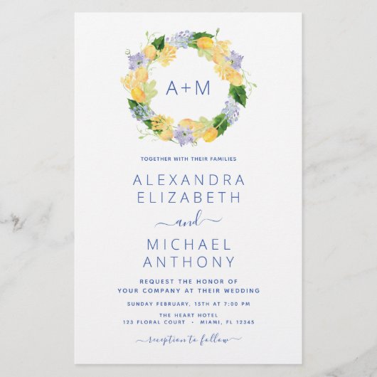 Stoffig Blauw Minimalistisch Modern Elegant Monogr (Voorkant)