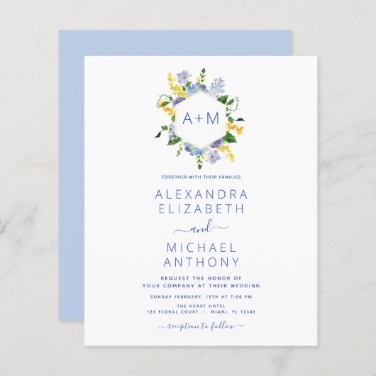 Stoffig Blauw Minimalistisch Modern Elegant Monogr (Voorkant / Achterkant)