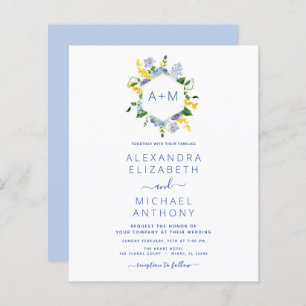 Stoffig Blauw Minimalistisch Modern Elegant Monogr