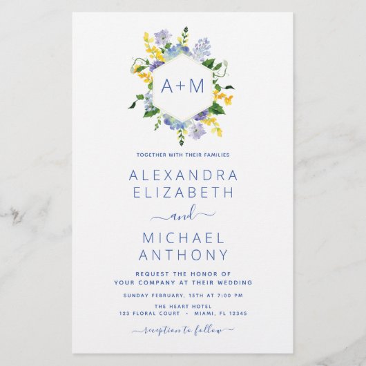 Stoffig Blauw Minimalistisch Modern Elegant Monogr (Voorkant)