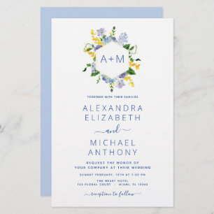 Stoffig Blauw Minimalistisch Modern Elegant Monogr