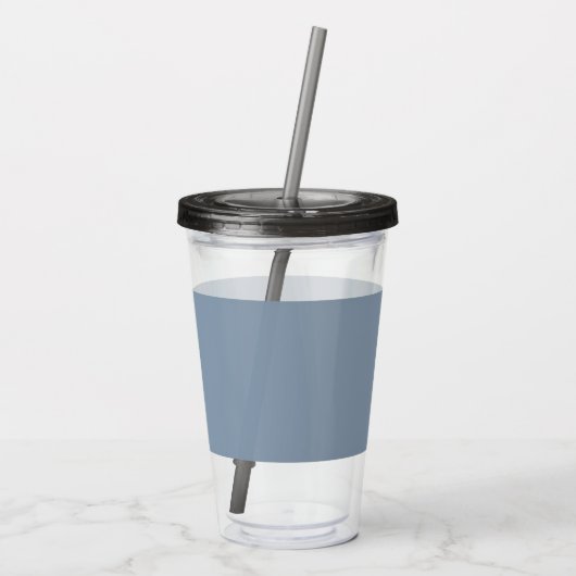 Stoffig Blauw Minimalistisch Modern Elegant Monogr Acryl Drinkbeker (Achterkant)