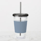 Stoffig Blauw Minimalistisch Modern Elegant Monogr Acryl Drinkbeker (Rechts)