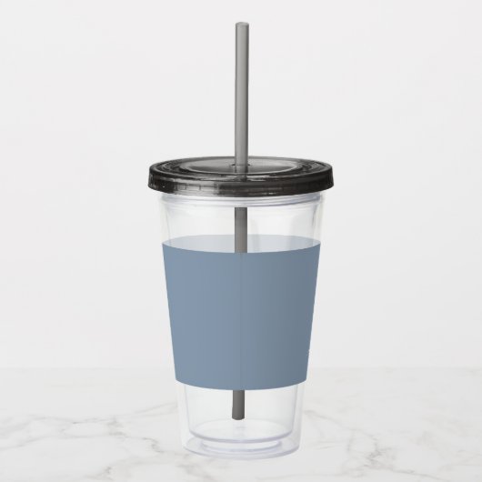 Stoffig Blauw Minimalistisch Modern Elegant Monogr Acryl Drinkbeker (Rechts)