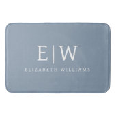 Stoffig Blauw Minimalistisch Modern Elegant Monogr Badmat (Voorkant)