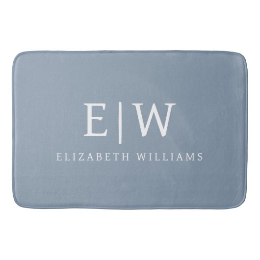 Stoffig Blauw Minimalistisch Modern Elegant Monogr Badmat (Voorkant)