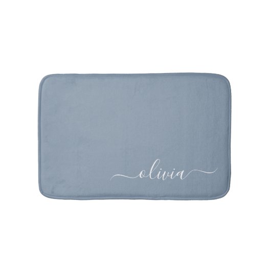 Stoffig Blauw Minimalistisch Modern Elegant Monogr Badmat (Voorkant)