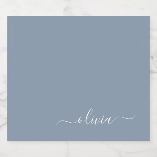 Stoffig Blauw Minimalistisch Modern Elegant Monogr Bier Etiket (Enkel label)