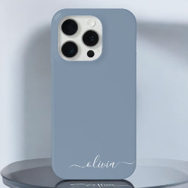 Stoffig Blauw Minimalistisch Modern Elegant Monogr Case-Mate iPhone Case