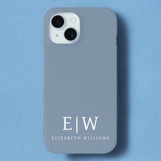Stoffig Blauw Minimalistisch Modern Elegant Monogr Case-Mate iPhone Case