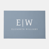 Stoffig Blauw Minimalistisch Modern Elegant Monogr Deurmat (Voorkant)