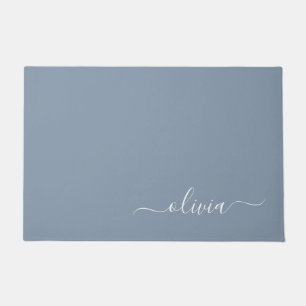 Stoffig Blauw Minimalistisch Modern Elegant Monogr Deurmat