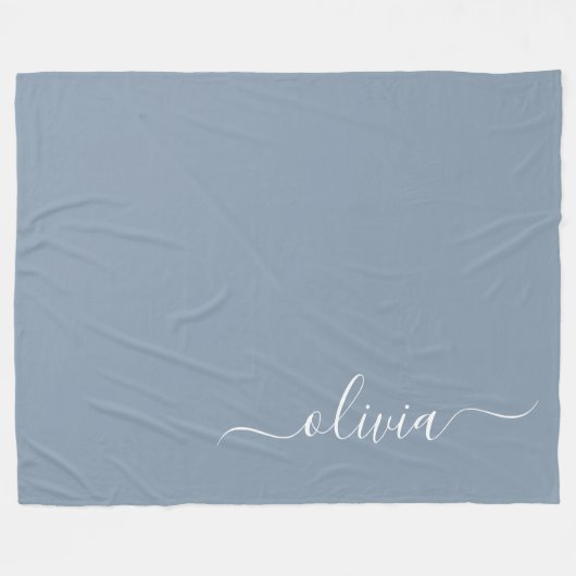 Stoffig Blauw Minimalistisch Modern Elegant Monogr Fleece Deken (Voorkant (Horizontaal))