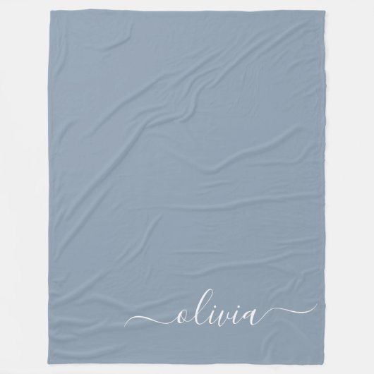 Stoffig Blauw Minimalistisch Modern Elegant Monogr Fleece Deken (Voorkant)