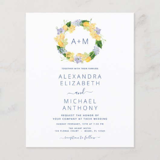 Stoffig Blauw Minimalistisch Modern Elegant Monogr Flyer (Voorkant)