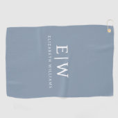 Stoffig Blauw Minimalistisch Modern Elegant Monogr Golfhanddoek (Horizontaal)