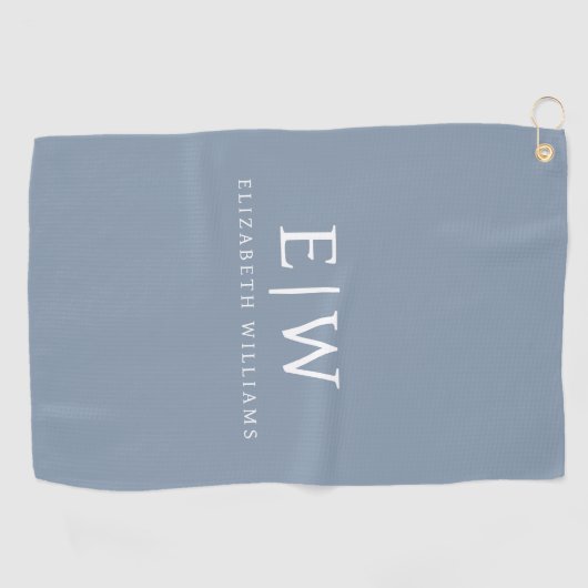 Stoffig Blauw Minimalistisch Modern Elegant Monogr Golfhanddoek (Horizontaal)