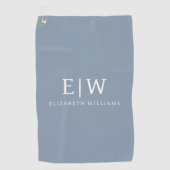 Stoffig Blauw Minimalistisch Modern Elegant Monogr Golfhanddoek (Voorkant)