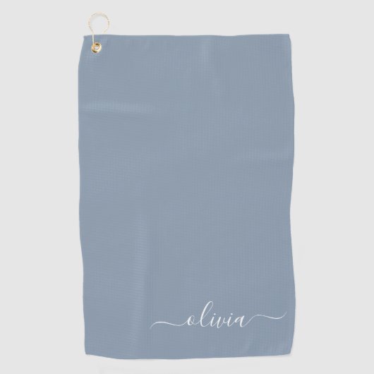 Stoffig Blauw Minimalistisch Modern Elegant Monogr Golfhanddoek (Voorkant)