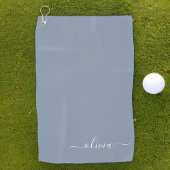 Stoffig Blauw Minimalistisch Modern Elegant Monogr Golfhanddoek