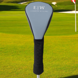 Stoffig Blauw Minimalistisch Modern Elegant Monogr Golfheadcover