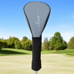 Stoffig Blauw Minimalistisch Modern Elegant Monogr Golfheadcover