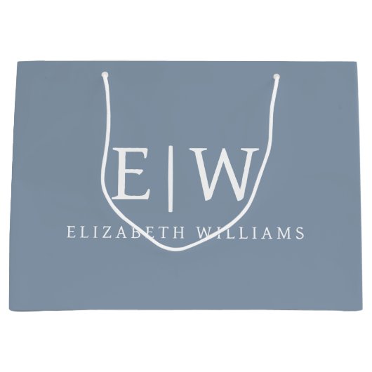 Stoffig Blauw Minimalistisch Modern Elegant Monogr Groot Cadeauzakje (Voorkant)