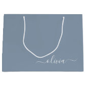 Stoffig Blauw Minimalistisch Modern Elegant Monogr Groot Cadeauzakje (Voorkant)