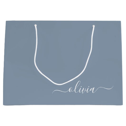 Stoffig Blauw Minimalistisch Modern Elegant Monogr Groot Cadeauzakje (Voorkant)