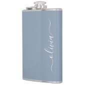 Stoffig Blauw Minimalistisch Modern Elegant Monogr Heupfles (Links)