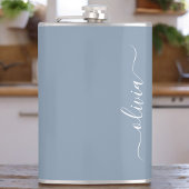 Stoffig Blauw Minimalistisch Modern Elegant Monogr Heupfles