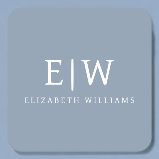 Stoffig Blauw Minimalistisch Modern Elegant Monogr Kartonnen Onderzetters