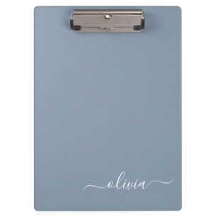 Stoffig Blauw Minimalistisch Modern Elegant Monogr Klembord
