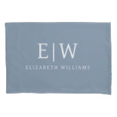 Stoffig Blauw Minimalistisch Modern Elegant Monogr Kussensloop (Voorkant)