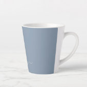 Stoffig Blauw Minimalistisch Modern Elegant Monogr Latte Mok (Rechts)