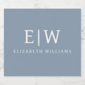 Stoffig Blauw Minimalistisch Modern Elegant Monogr Likeurfles Etiket (Enkel label)