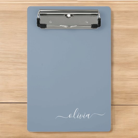 Stoffig Blauw Minimalistisch Modern Elegant Monogr Mini Klembord