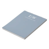 Stoffig Blauw Minimalistisch Modern Elegant Monogr Notitieblok (Linkerzijde)