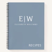 Stoffig Blauw Minimalistisch Modern Elegant Monogr Notitieboek (Voorkant)