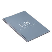 Stoffig Blauw Minimalistisch Modern Elegant Monogr Notitieboek (Rechterzijde)