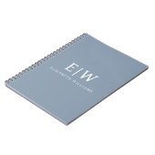 Stoffig Blauw Minimalistisch Modern Elegant Monogr Notitieboek (Linkerzijde)
