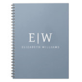 Stoffig Blauw Minimalistisch Modern Elegant Monogr Notitieboek (Voorkant)