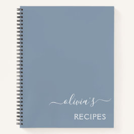 Stoffig Blauw Minimalistisch Modern Elegant Monogr Notitieboek