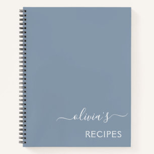 Stoffig Blauw Minimalistisch Modern Elegant Monogr Notitieboek