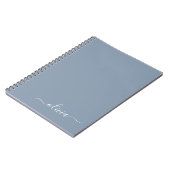 Stoffig Blauw Minimalistisch Modern Elegant Monogr Notitieboek (Linkerzijde)