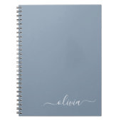 Stoffig Blauw Minimalistisch Modern Elegant Monogr Notitieboek (Voorkant)