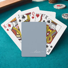 Stoffig Blauw Minimalistisch Modern Elegant Monogr Pokerkaarten